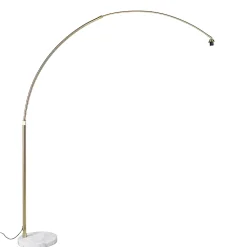 Lampe à arc en laiton avec base en marbre blanc réglable - XXL