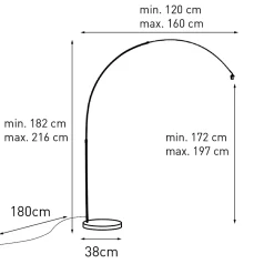 Lampe à arc moderne en acier réglable sans abat-jour