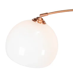 Lampe à arc moderne en cuivre avec abat-jour blanc - Arc Basic