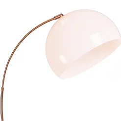 Lampe à arc moderne en cuivre avec abat-jour blanc - Arc Basic