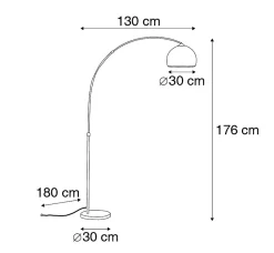 Lampe à arc moderne en cuivre avec abat-jour blanc - Arc Basic