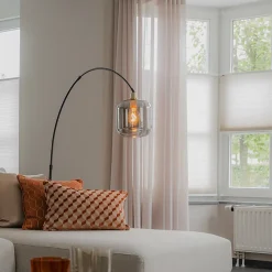 Lampe à arc noire avec verre doré et fumé - Zuzanna