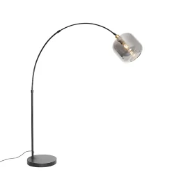 Lampe à arc noire avec verre doré et fumé - Zuzanna