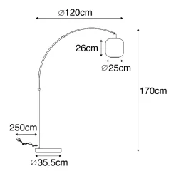 Lampe à arc noire avec verre doré et fumé - Zuzanna