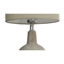 Lampe 49 cm vase céramique laqué et abat-jour taupe - GAïA