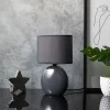 Lampe - Home Deco Factory - Ovale - Céramique - Gris Anthracite - H30 Cm