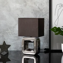 Lampe - Home Deco Factory - Céramique Chromée - Argent Et Blanc