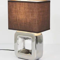 Lampe - Home Deco Factory - Céramique Chromée - Argent Et Blanc