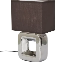 Lampe - Home Deco Factory - Céramique Chromée - Argent Et Blanc