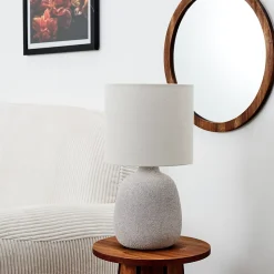 Lampe - Home Deco Factory - Ceramique Embossee - Argent - H40 X L22 X P22 Cm