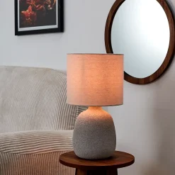 Lampe - Home Deco Factory - Ceramique Embossee - Argent - H40 X L22 X P22 Cm