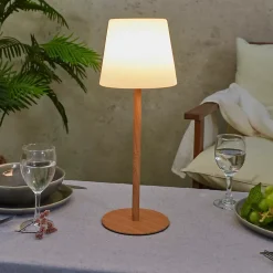 Lampe - Home Deco Factory - Effet Bois - Rechargeable - Blanc Et Marron - H40 X L15 X P15 Cm