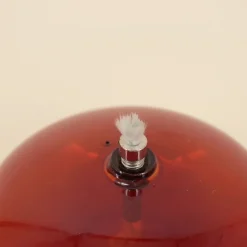 Lampe à huile ronde en verre soufflé bordeaux 10cm