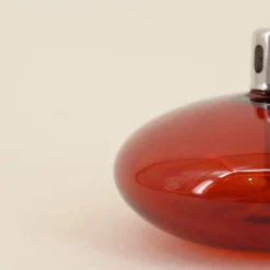 Lampe à huile ronde en verre soufflé bordeaux 10cm