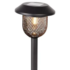 Lampe à piquer d'extérieur solaire LED intégrée métal noir IP44 0.2W blanc chaud