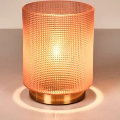 Lampe à Poser - Home Deco Factory - Verre Embossé - Rose