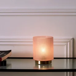 Lampe à Poser - Home Deco Factory - Verre Embossé - Rose