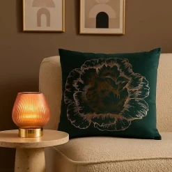 Lampe à poser à piles en verre strié rose 14x12cm