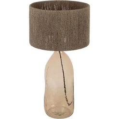 Lampe à poser ambre Heliac verre jute 30x60cm