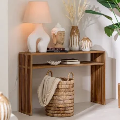 Lampe à poser avec abat jour en papier maché (70x35 cm - Blanc)