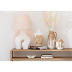 Lampe à poser avec abat jour en papier maché (70x35 cm - Blanc)