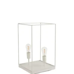 Lampe à poser avec cadre métal blanc 51x30x30 cm