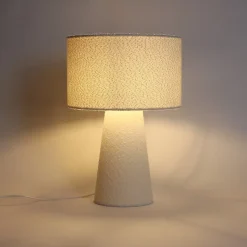 Lampe à poser Badi tissu bouclé blanc IP20 E27 40W Ø.35 x H.50 cm Lussiol
