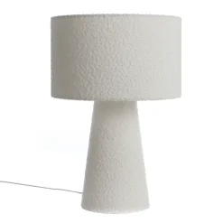 Lampe à poser Badi tissu bouclé blanc IP20 E27 40W Ø.35 x H.50 cm Lussiol