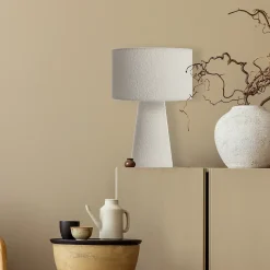 Lampe à poser Badi tissu bouclé blanc IP20 E27 40W Ø.35 x H.50 cm Lussiol