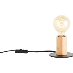 Lampe à poser bambou et métal noir H.9cm E27 40W Brilliant, Kerry