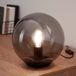Lampe à poser Barool E27 IP20 verre fumé