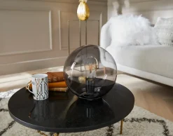 Lampe à poser Barool E27 IP20 verre fumé