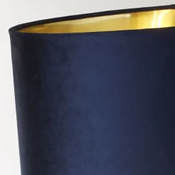 Lampe à poser Base Pied laiton antique Abatjour velours bleu marine interieur doré E27 max 60w Haut 67cm Diam 40cm WHITBY
