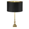 Lampe à poser Base Pied laiton antique Abatjour velours Noir interieur doré E27 max 60w Haut 67cm Diam 40cm WHITBY