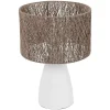 Lampe à poser blanc jute fer 28x41cm