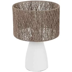 Lampe à poser blanc jute fer 28x41cm