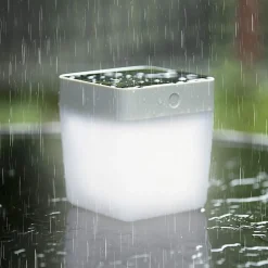 Lampe à poser blanche TABLE CUBE, LED Intégrée, 1W, 100 lumens, 3000K, IP44, SOLAIRE, Classe III