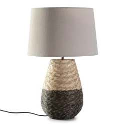 Lampe à poser Botan en rotin naturel, diamètre 40,5 cm