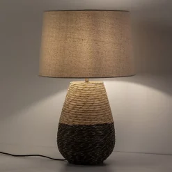 Lampe à poser Botan en rotin naturel, diamètre 40,5 cm