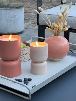 Lampe à poser bougie LED Lovere terracotta IP44 H.14cm Brilliant