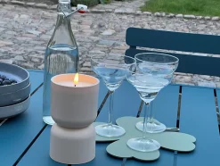 Lampe à poser bougie LED Lovere beige IP44 H.14cm Brilliant