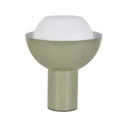 Lampe à poser boule en métal vert E27 15W H.30cm Corep