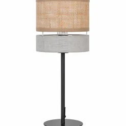 Lampe à poser Conebill lin métal et rotin E27 Ø20 x H.47 cm 25W GoodHome