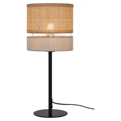 Lampe à poser Conebill lin métal et rotin E27 Ø20 x H.47 cm 25W GoodHome