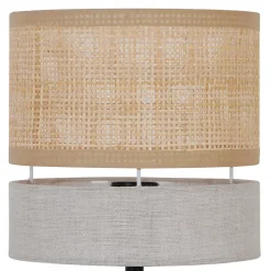 Lampe à poser Conebill lin métal et rotin E27 Ø20 x H.47 cm 25W GoodHome