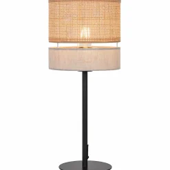 Lampe à poser Conebill lin métal et rotin E27 Ø20 x H.47 cm 25W GoodHome