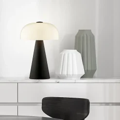 Lampe à poser Crescent métal noir mat et verre H.35,3cm IP20 E14 Brilliant