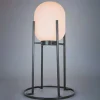 Lampe à poser déco en métal et verre noir E27 compatible LED