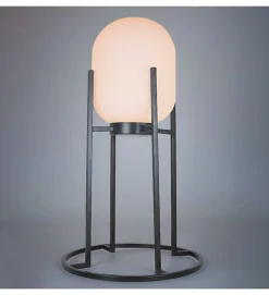 Lampe à poser déco en métal et verre noir E27 compatible LED
