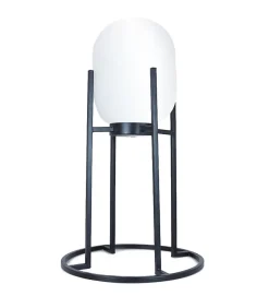 Lampe à poser déco en métal et verre noir E27 compatible LED